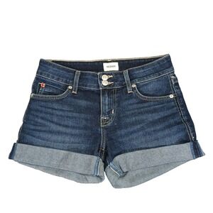 Women's Hudson‎ Ruby Mid-Thigh Blue Denim Jean Cuffed Shorts Size 25